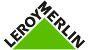 Logo Leroy Merlin composé d'un triangle vert en forme de toit et du texte Leroy Merlin en lettres noires.